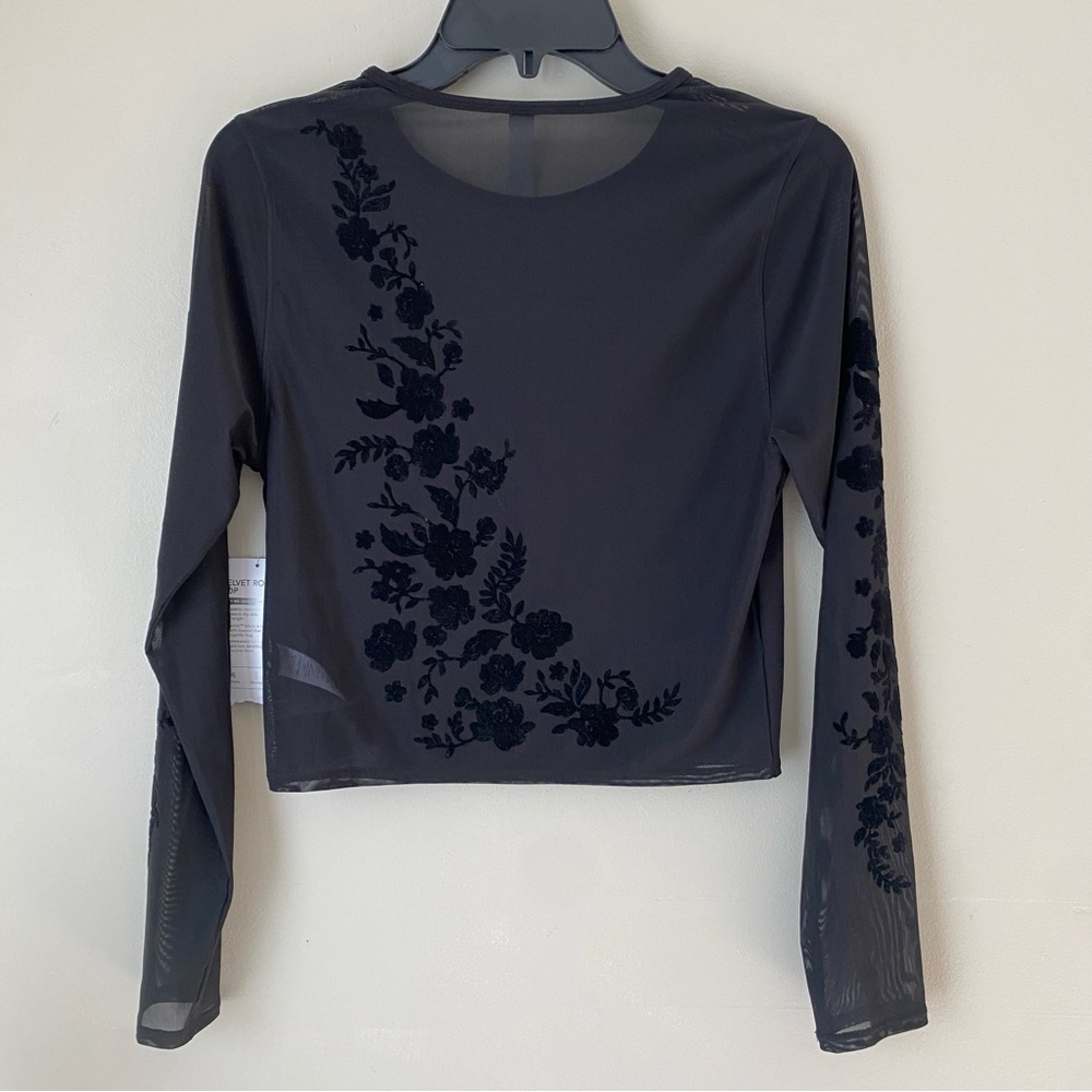 Athleta Velvet Rose Top Sheer Long Sleeve Size Small Black [LIMITED EDITION] NWT